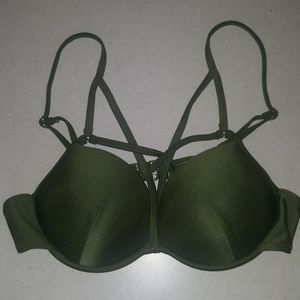 Olive green  bikini top CRISS cross  size small